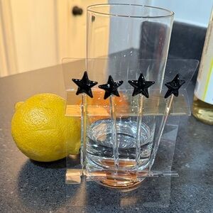Pottery Barn Glass Black Star Cocktail 🍹 picks